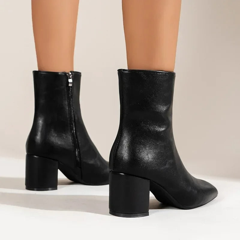 Trendy Elegant Women's Ankle Boots with Block Heel