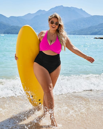 Brittany | Color-Block High-Waisted Swimsuit