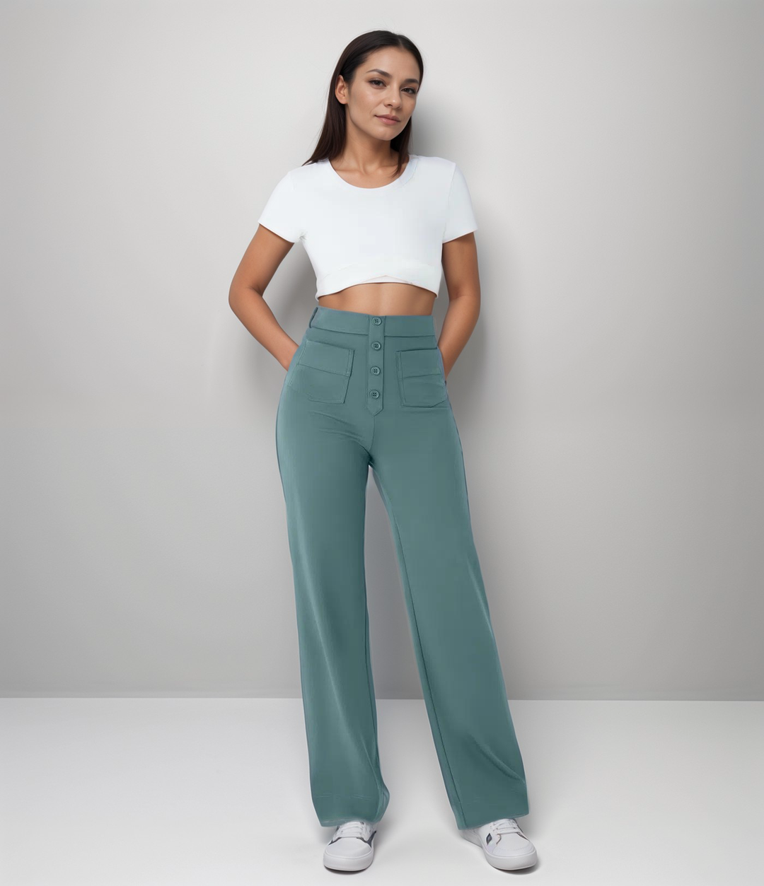Elsa | Pantalon sculptant tendance taille haute élastique