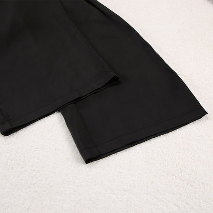 Luxe Dames Satijnen Pyjama Set Met Knopen En Wijde Broek