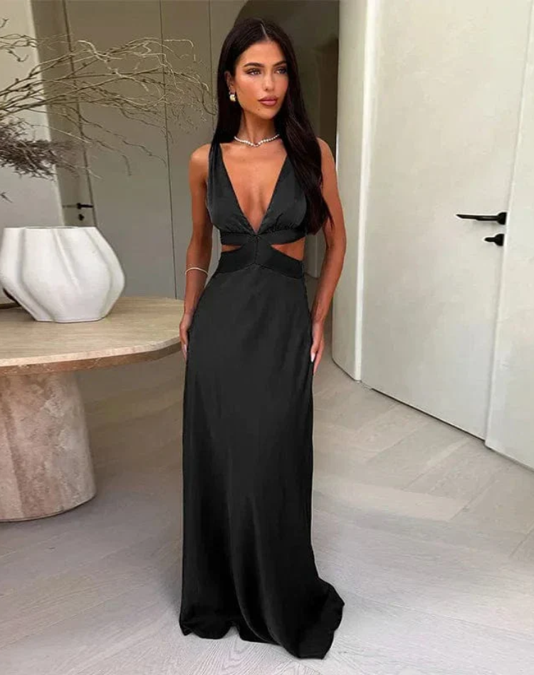 Lorie | Elegant Women's Sleeveless Evening Dress V-Neck and Long A-Line