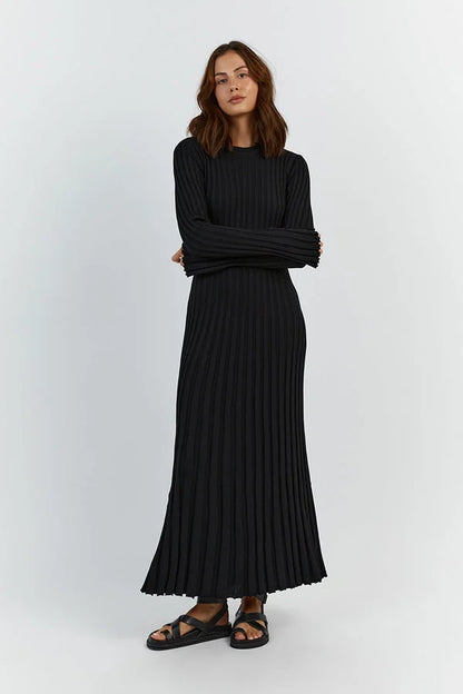Stijlvolle Dames Maxi Sweater Jurk Met Lange Mouwen