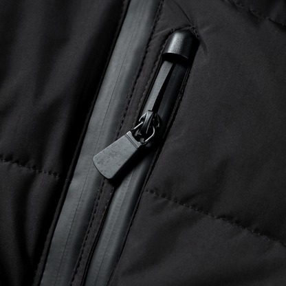 Zwarte Dames Puffer Jas met Ceintuur en Hoge Kraag