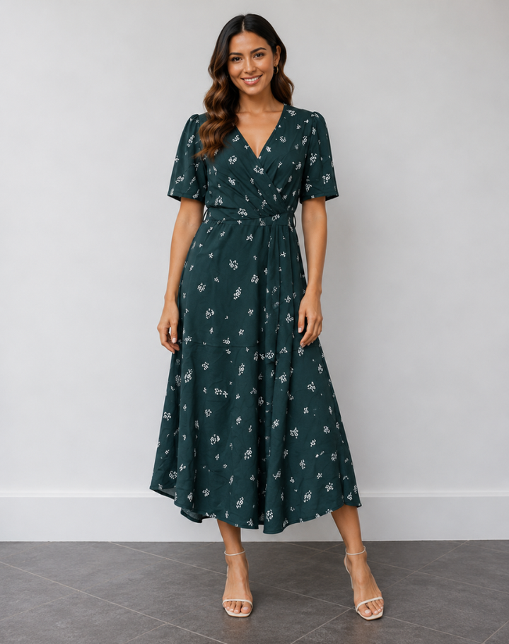 Theresia | Elegant Floral Dress with Flowy Fit