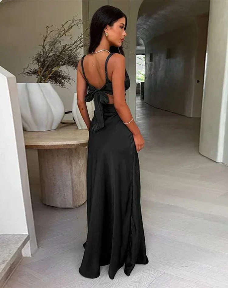 Lorie | Elegant Women's Sleeveless Evening Dress V-Neck and Long A-Line