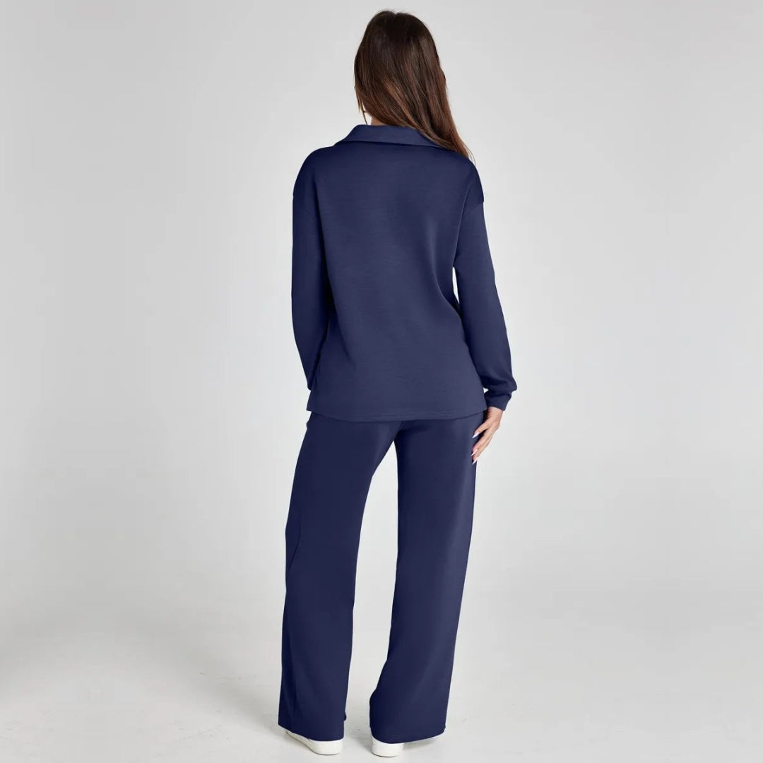 Eline | Ensemble lounge luxueux avec pantalon confortable et col en V