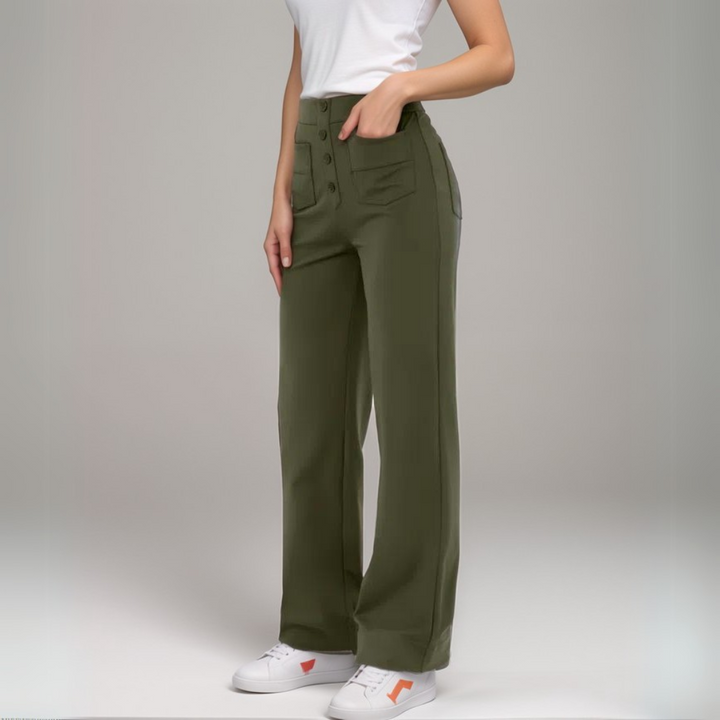 Elsa | Pantalon sculptant tendance taille haute élastique