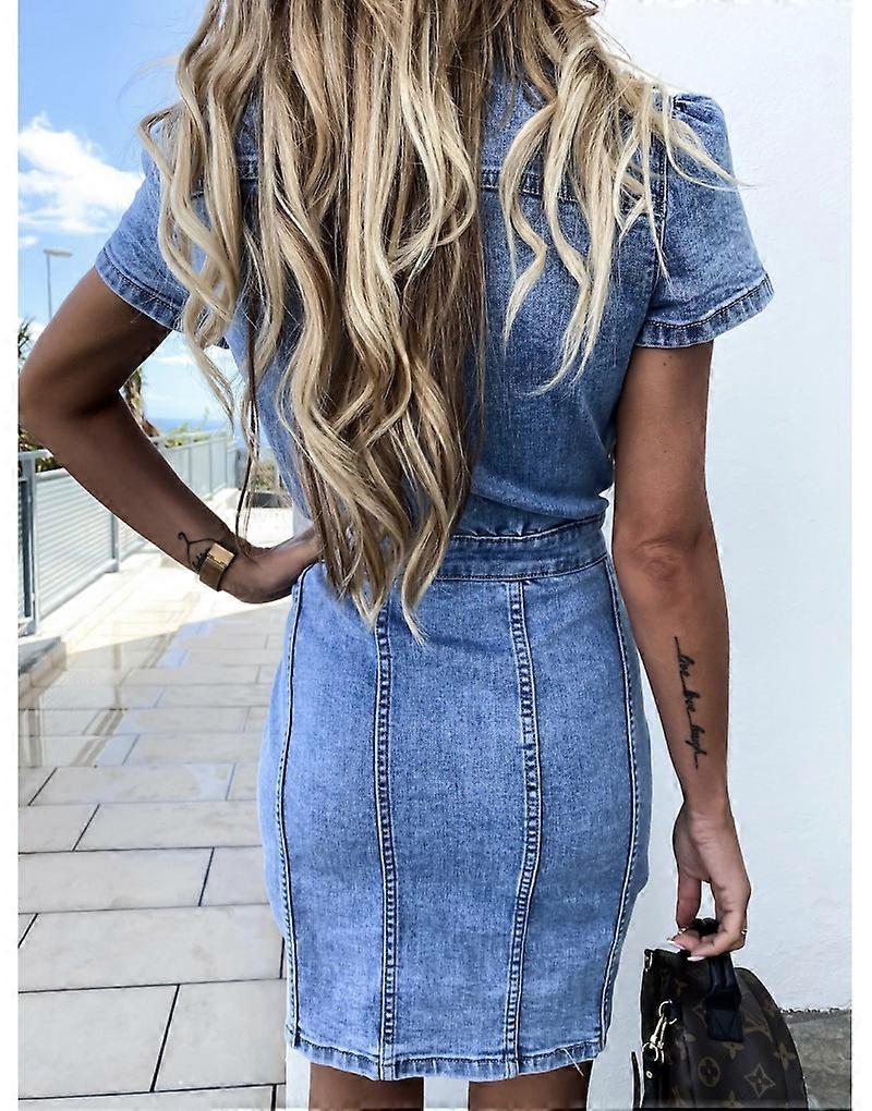 Light Washed Denim Dress - Midi
