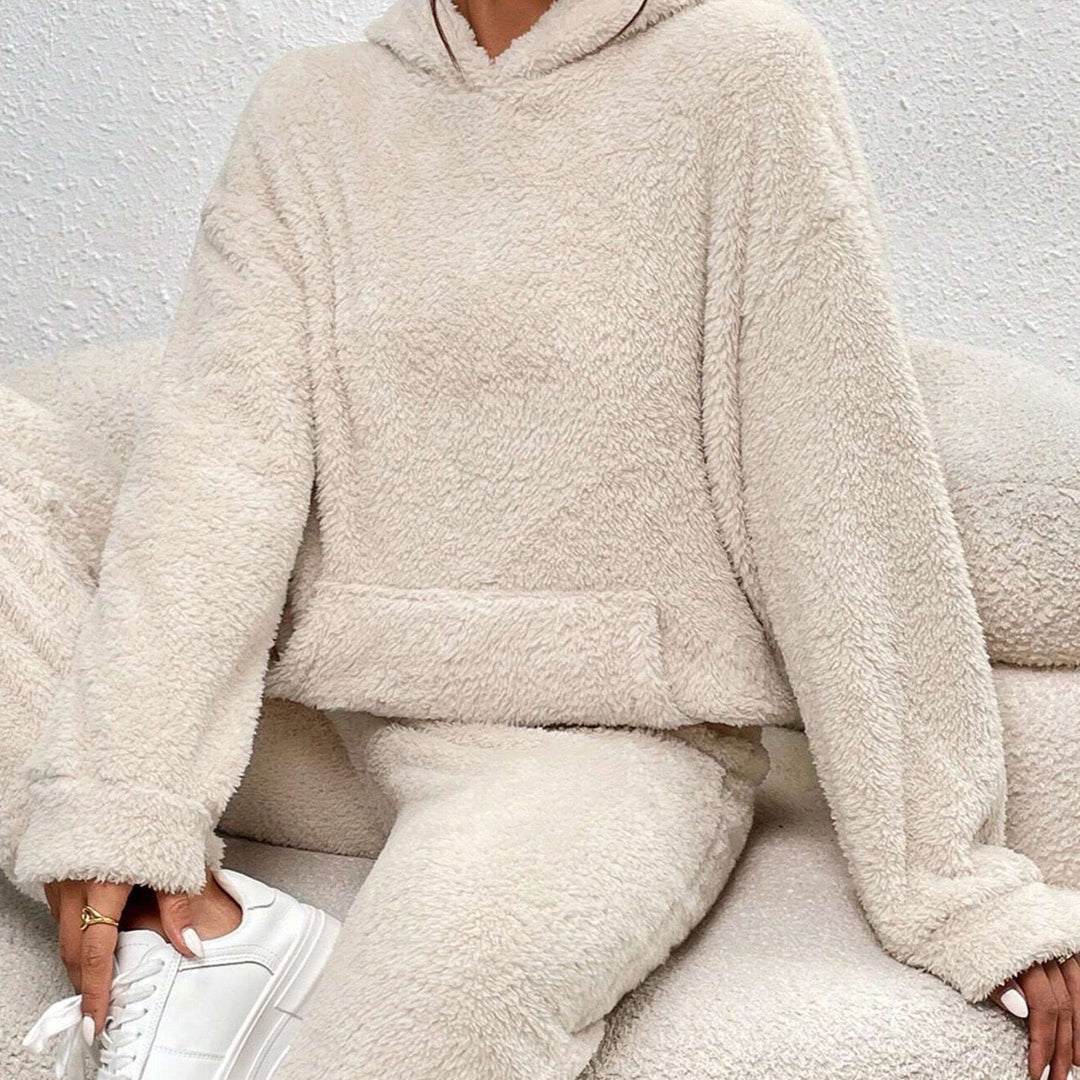 Ensemble loungewear teddy doux pour femme avec sweat à capuche