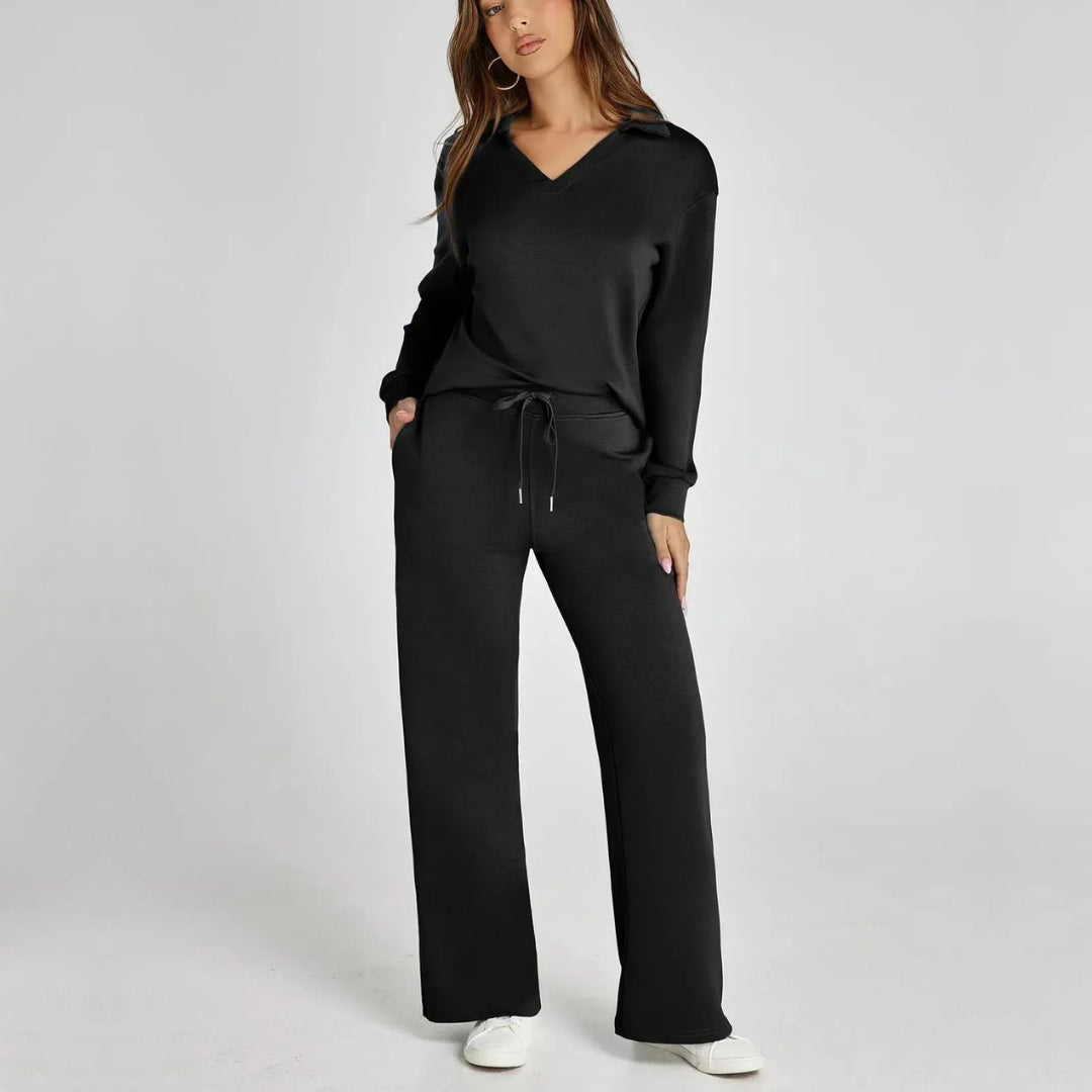 Eline | Ensemble lounge luxueux avec pantalon confortable et col en V