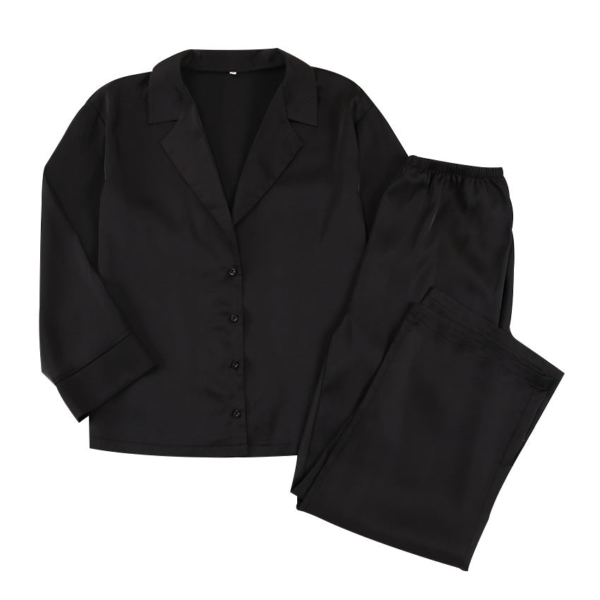 Luxe Dames Satijnen Pyjama Set Met Knopen En Wijde Broek
