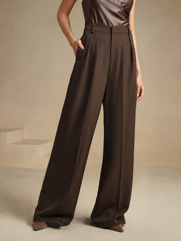 Comfortabele Dames Broek met Hoge Taille en Wijde Pijpen