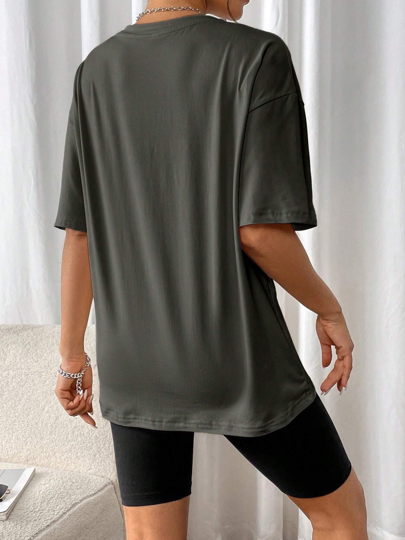 Oversized Dames T-Shirt Met Vintage Rocky Mountains Print