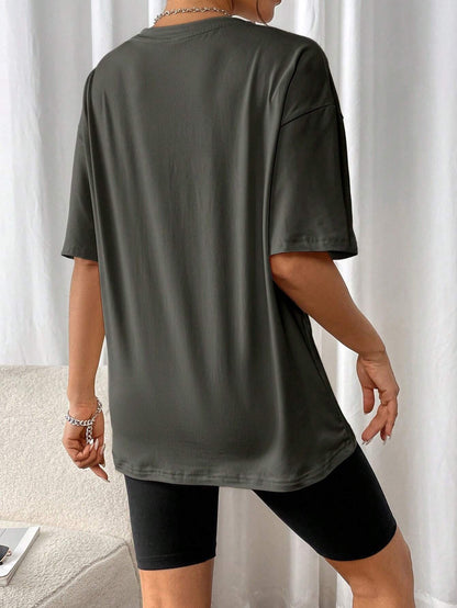Oversized Dames T-Shirt Met Vintage Rocky Mountains Print