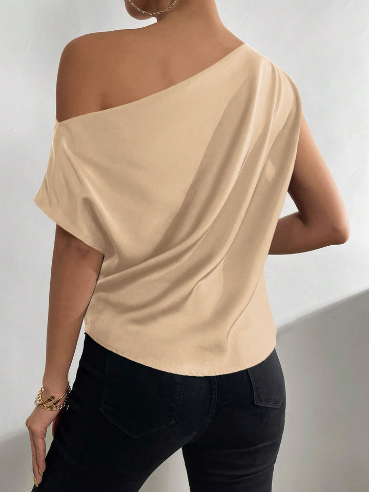 Beige Luxe Dames One Shoulder Blouse