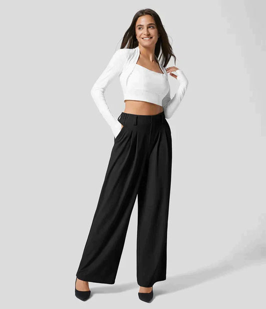 Noelle | Elegante Wijde Plooi Dames Broek