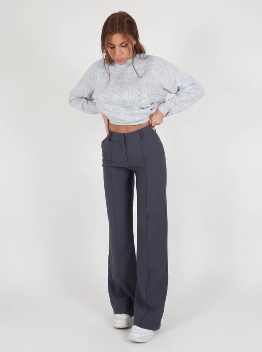 Stijlvolle Dames Pantalon met Hoge Taille en Wijde Pijpen