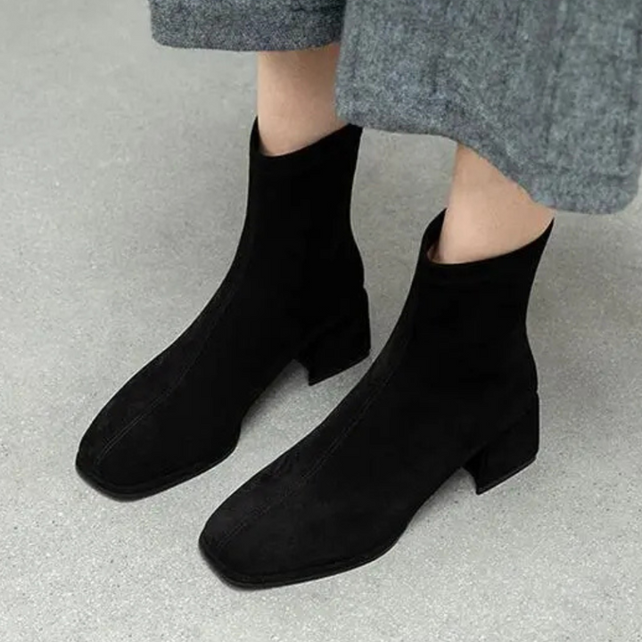 Stylish Women's Black Ankle Boots with Low Block Heel