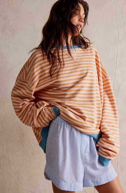 Oversized Winterse Dames Trui met Gestreept Patroon