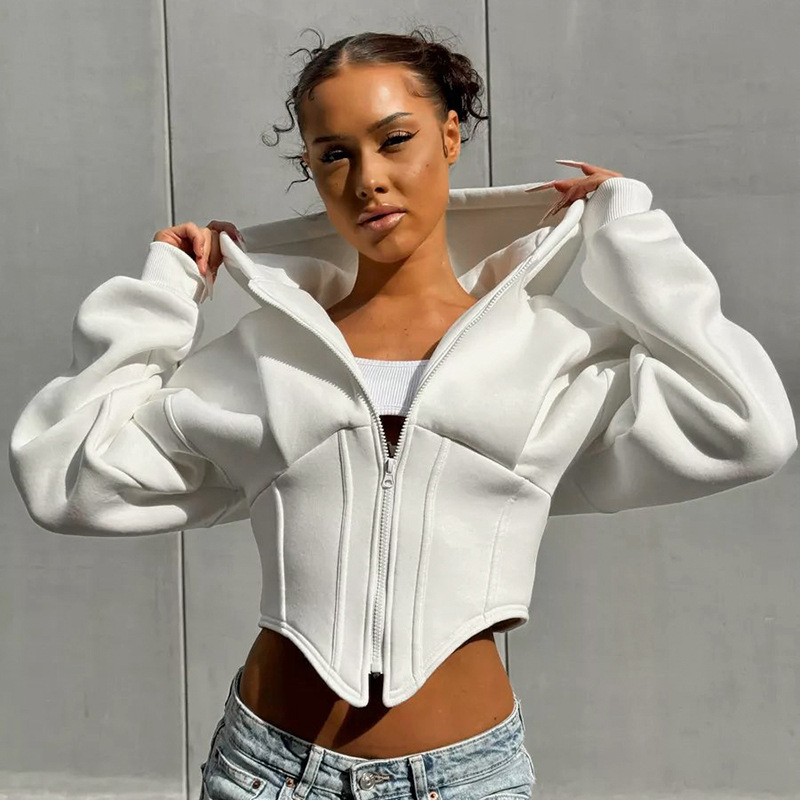 Abree | Trendy Cropped Hoodie met Corsetdetails