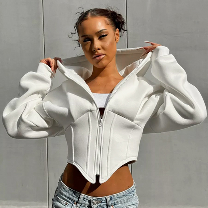 Abree | Trendy Cropped Hoodie met Corsetdetails