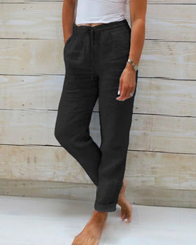 Pantalon Décontracté pour Femme avec Taille Élastique et Cordon