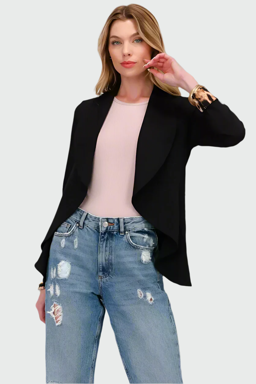 Trendy Elegante Dames Blazer met Panterprint Mouw