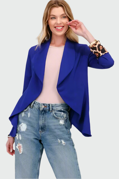 Trendy Elegante Dames Blazer met Panterprint Mouw
