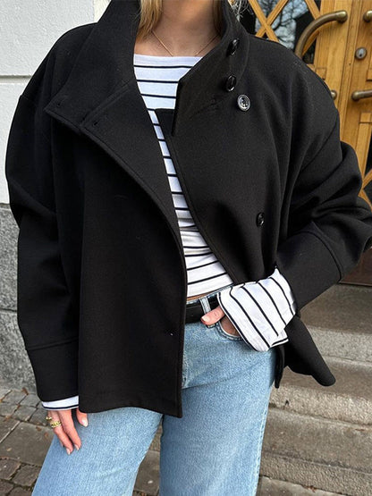Trendy Winterse Dames Wollen Jas met Col en Korte Lengte