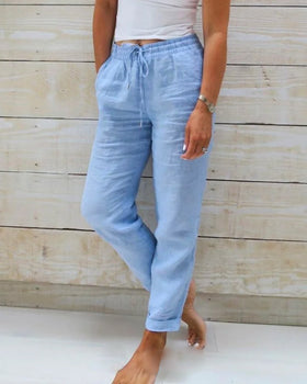 Pantalon Décontracté pour Femme avec Taille Élastique et Cordon