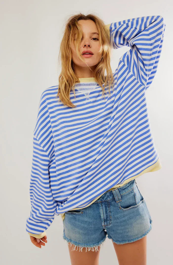 Oversized Winterse Dames Trui met Gestreept Patroon