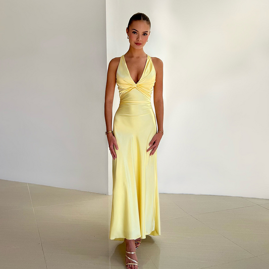 Lorie | Elegante Dames Mouwloze Avondjurk V-hals en Lange A-lijn