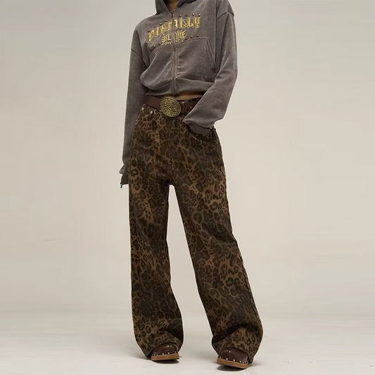 Trendy Comfortabele Dames Broek Met Panter Print