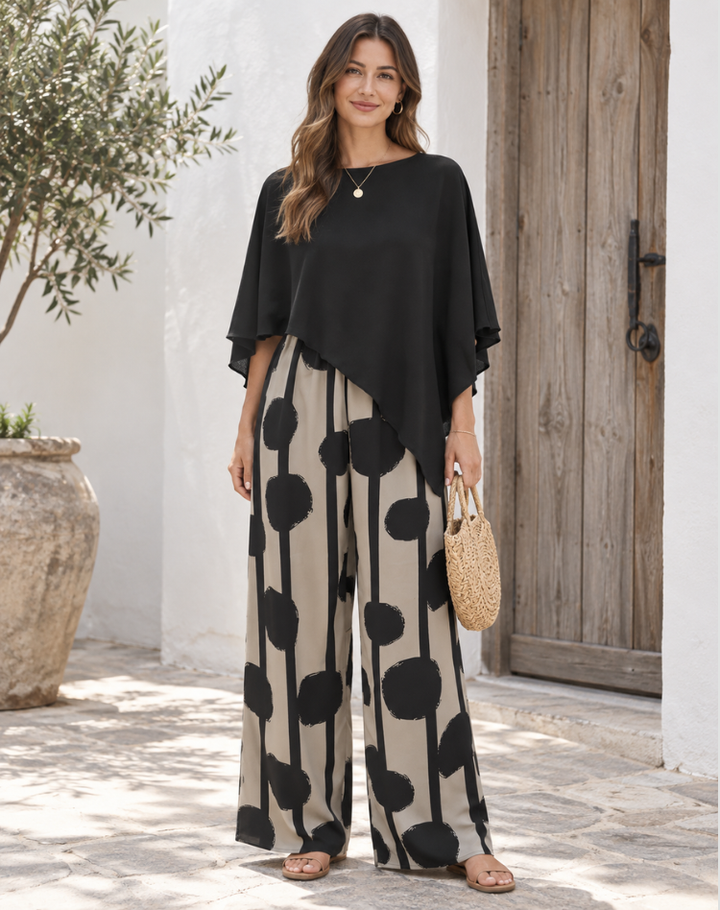 Helma | Elegant Set with Wide Pants and Flow Top