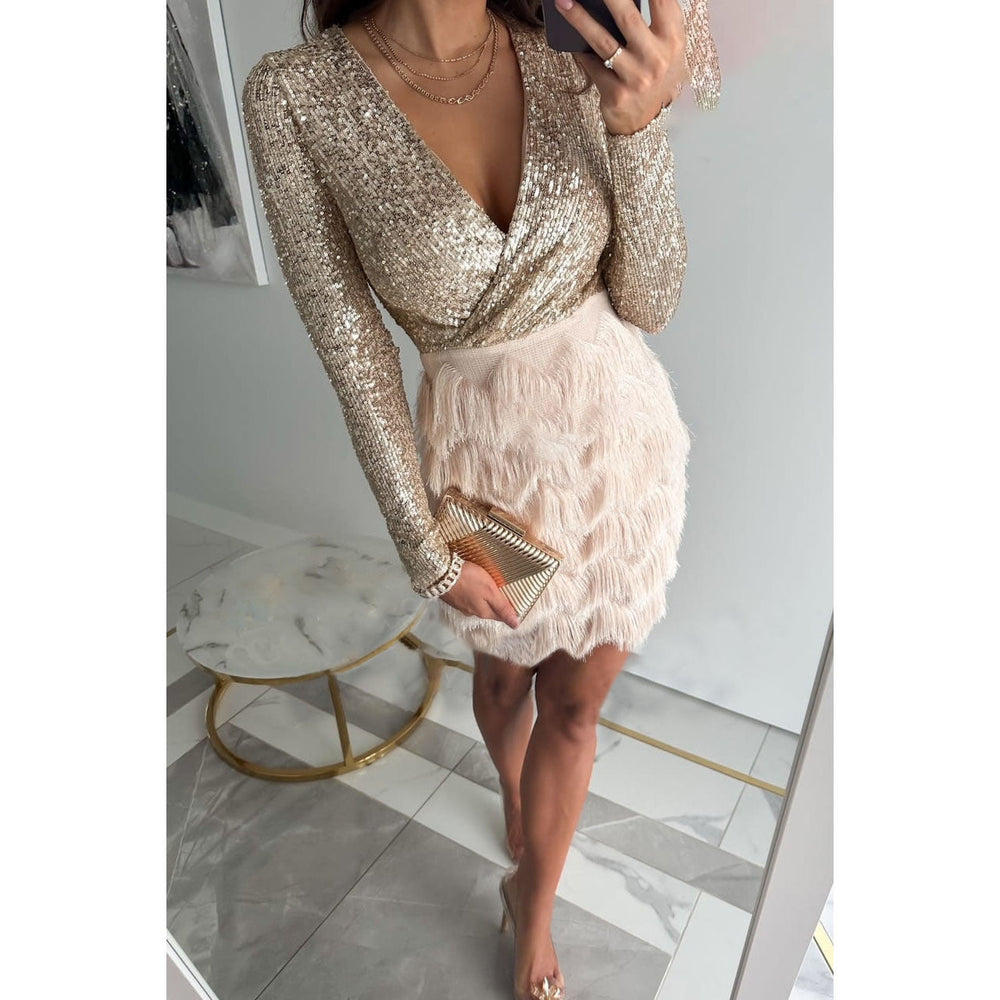 Olivia | Mini-robe pailletée élégante avec franges