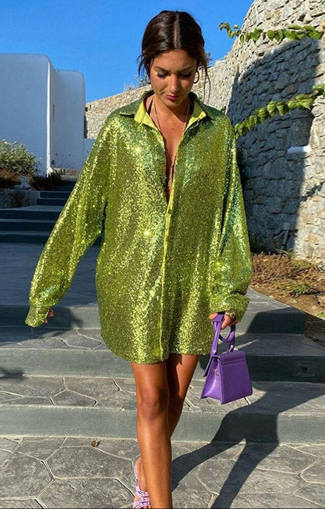 Oversized Dames Glitterblouse met Lange Mouwen