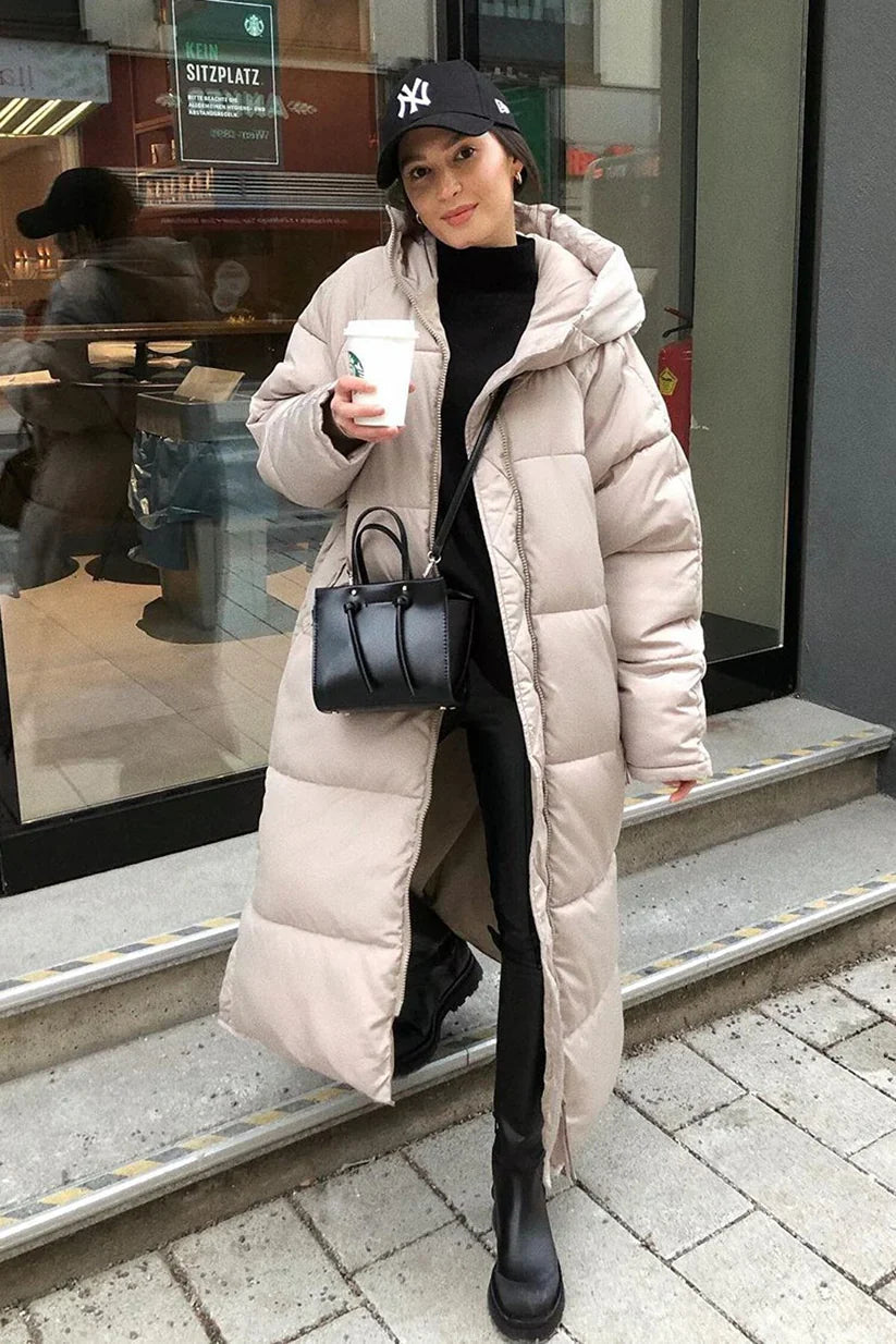 Winter gewatteerde dames puffer jas met lange pasvorm