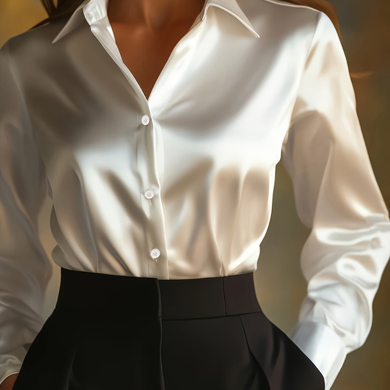 Luxe Blouse voor Vrouwen met Knoopsluiting en Lange Mouwen