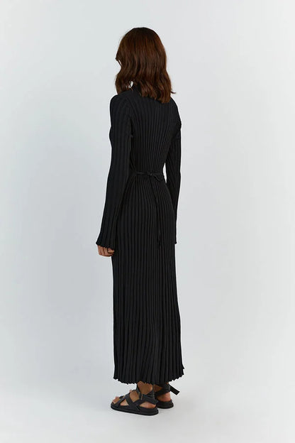 Stijlvolle Dames Maxi Sweater Jurk Met Lange Mouwen