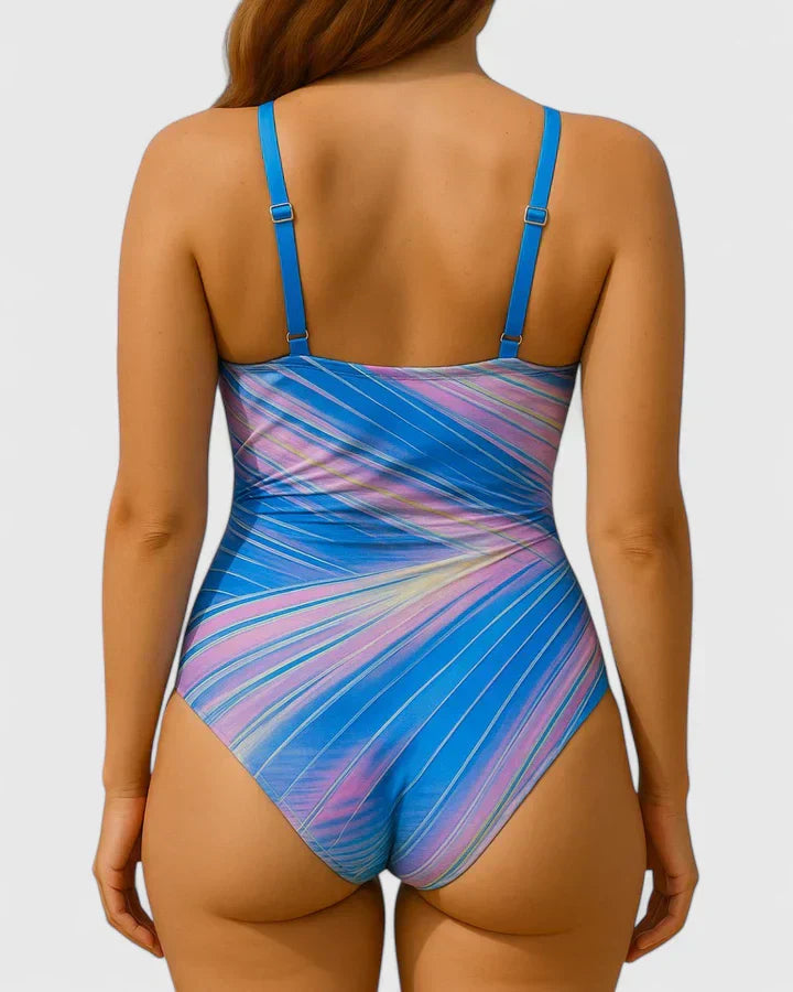 Summer Women's Swimsuit with Wrap Neckline and Fitted Fit