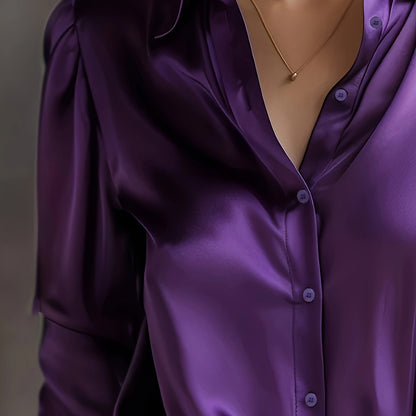 Luxe Blouse voor Vrouwen met Knoopsluiting en Lange Mouwen