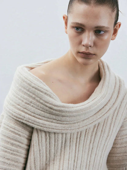 Oversized Zachte Dames Wollen Trui met Off Shoulder