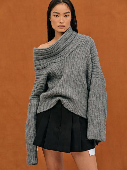 Oversized Zachte Dames Wollen Trui met Off Shoulder