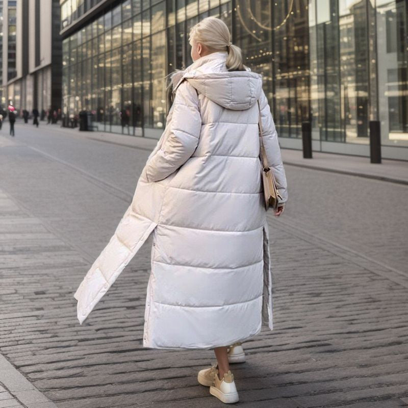 Doudoune longue chaude pour femme avec capuche