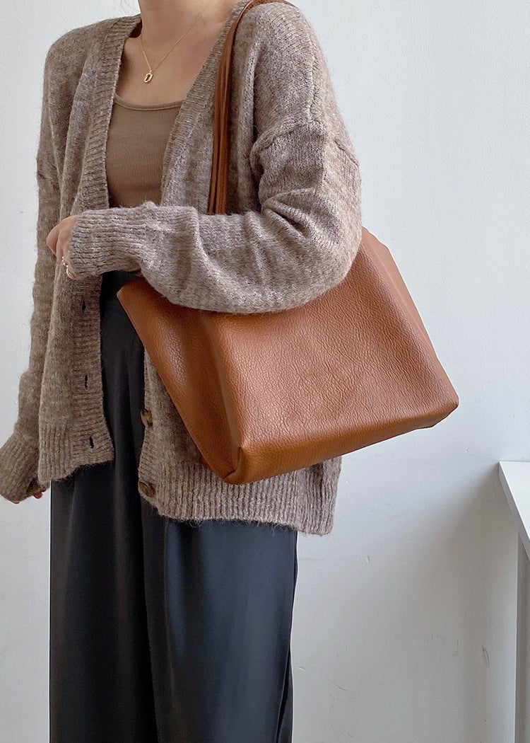 Elegante Ruime Leren Dames Shopper Tas