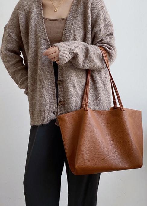 Elegante Ruime Leren Dames Shopper Tas