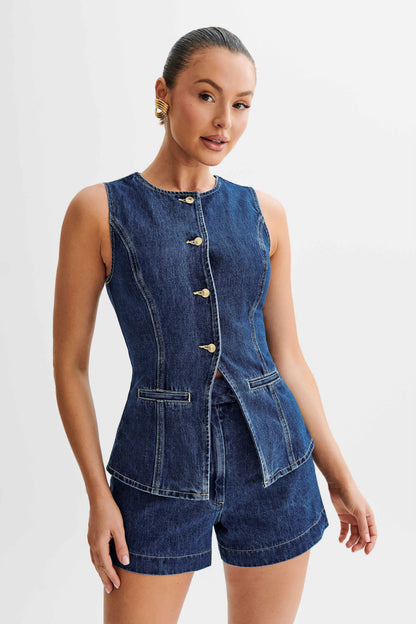 Klara | Denim Gilet Set