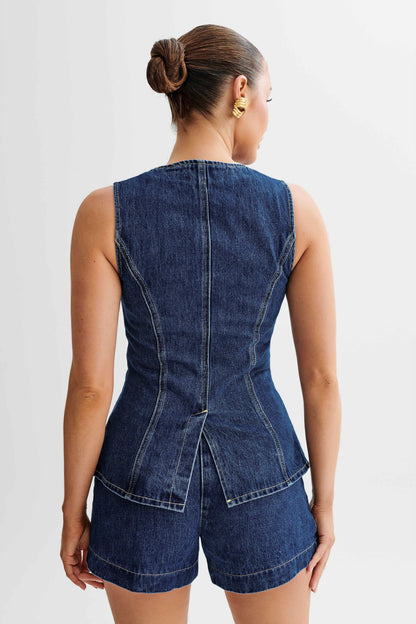 Klara | Denim Gilet Set
