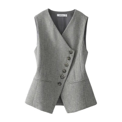 Monah | Mouwloos Blazervest met Asymmetrische Sluiting