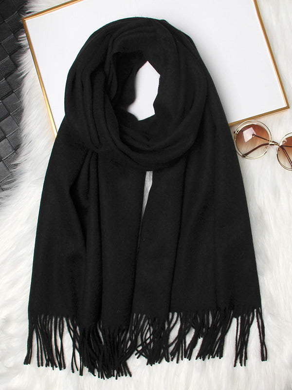 Elegant Soft Women's Wool Scarf with Fringes